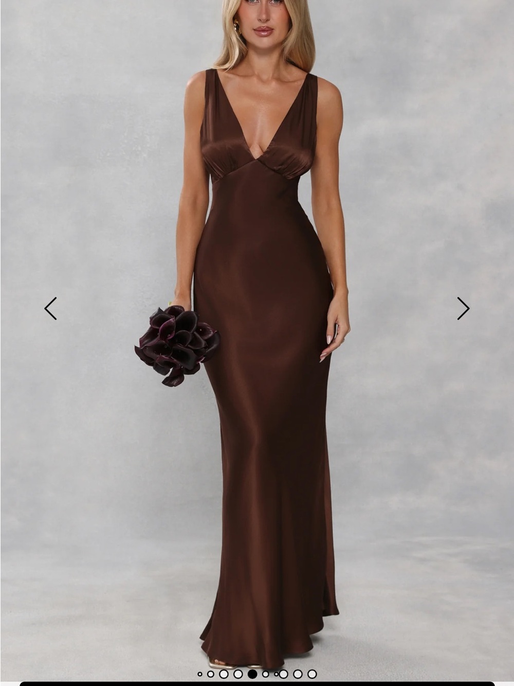 Hello Molly Dark Chocolate Satin Maxi Dress